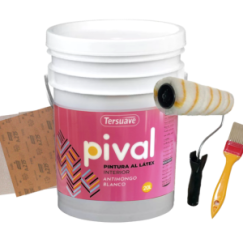 Combo 01 Látex Pival Interior 20 L.+ Rodillo Antigota 22 + Pincel Kiwi 15 + 3 lijas Rapifix 150