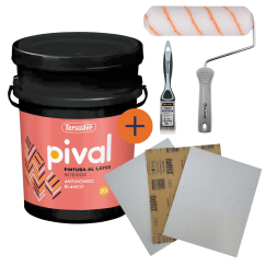Combo 01 - Látex Interior Tersuave Pival 20 L + Rodillo Rollingdog (220 mm) + Pincel Rollingdog (40mm) + 3 lijas Rapifix 150