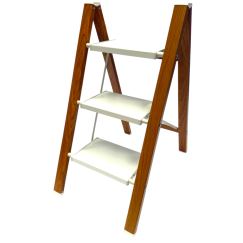 Escalera De Aluminio 3 Escalones Blanco - Simil Madera Barcol