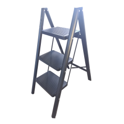 Escalera De Aluminio 3 Escalones Negra Barcol