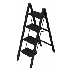 Escalera De Aluminio 4 Escalones Negro Barcol