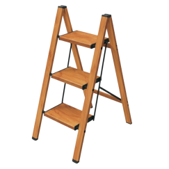 Escalera De Aluminio 3 Escalones Simil Madera Barcol