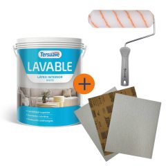 Combo 07 - Látex Interior Tersuave Lavable Mate 4 L + Rodillo Antigota 7" Rollingdog + 3 Lijas Rapifix 120